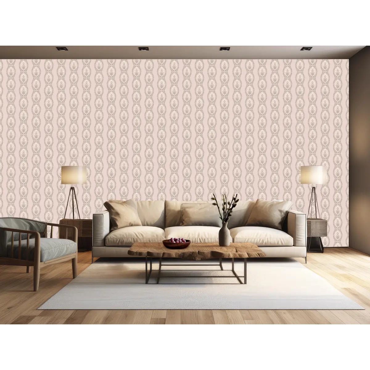 Nattie Wallpaper - Block Print Floral Stripe - by Kourtni Gunn - Loomwell Home Goods