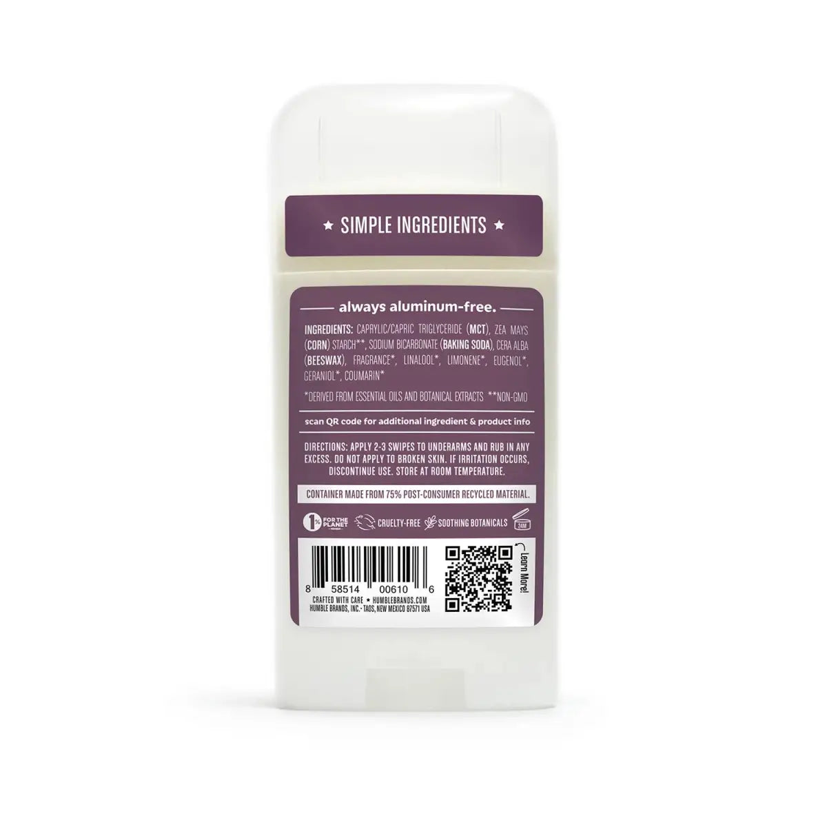 Natural Deodorant - Lavender & Holy Basil - Humble Brands Inc.