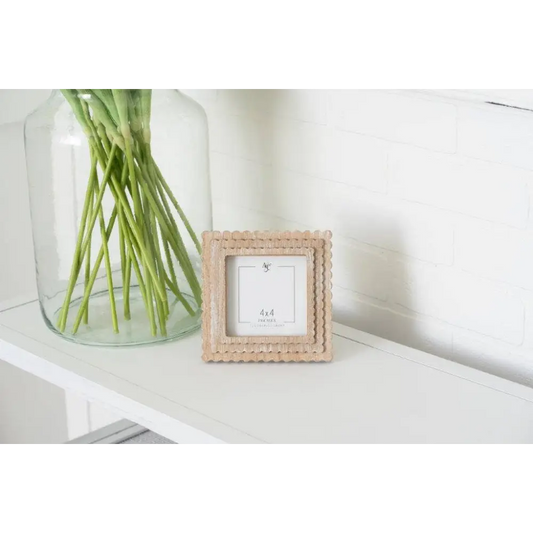 Natural Scallop Wood Photo Frame - 6x6x1 (4x4 picture) - Adams & Co.