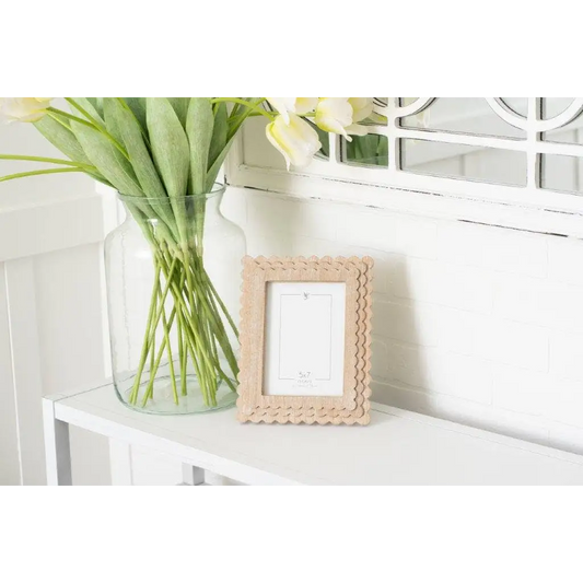 Natural Scalloped Wood Photo Frame 8x10x1 (5x7 picture) - Adams & Co.