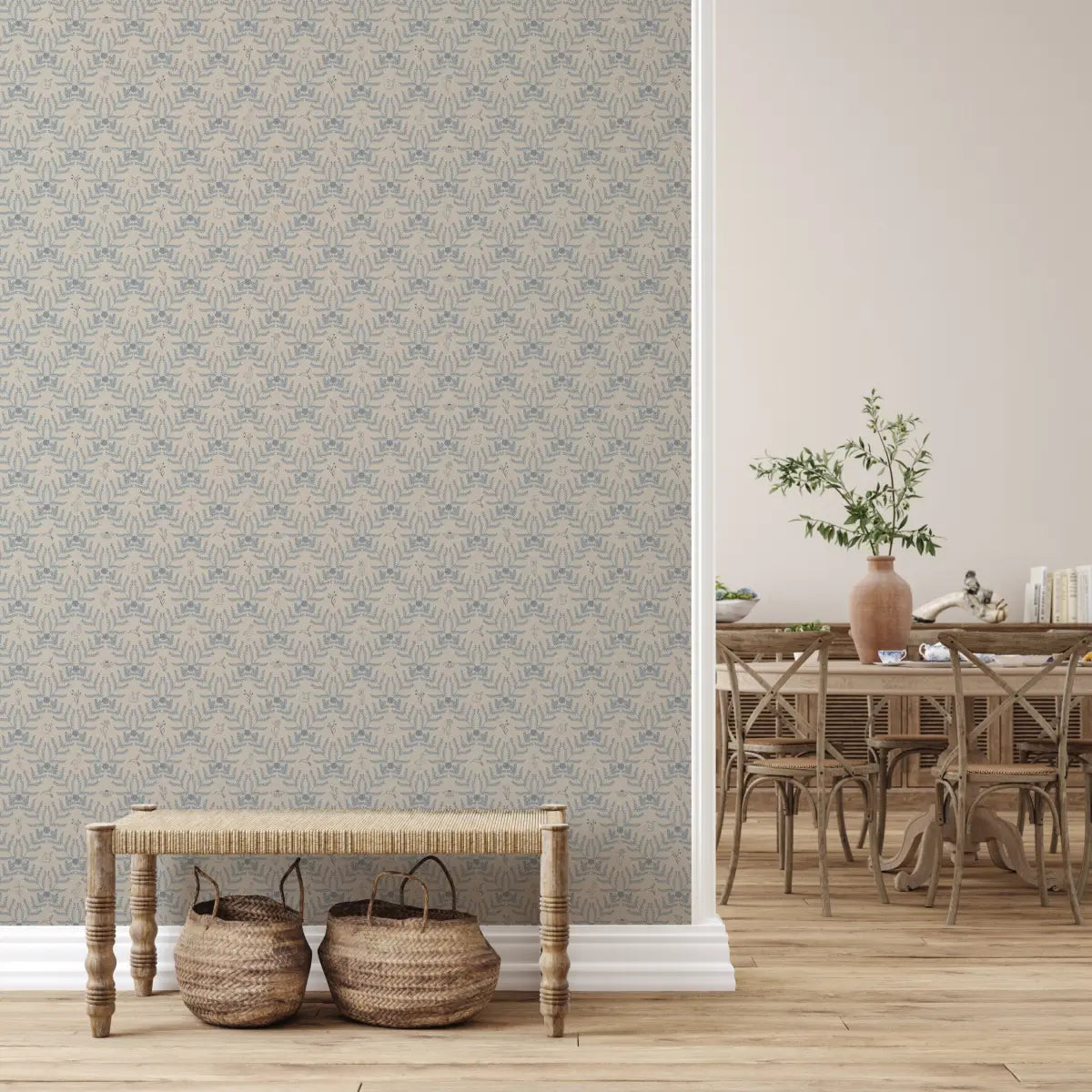 Navie Wallpaper - Birds and Blooms - by Hannah Langford Design - Loomwell Home Goods