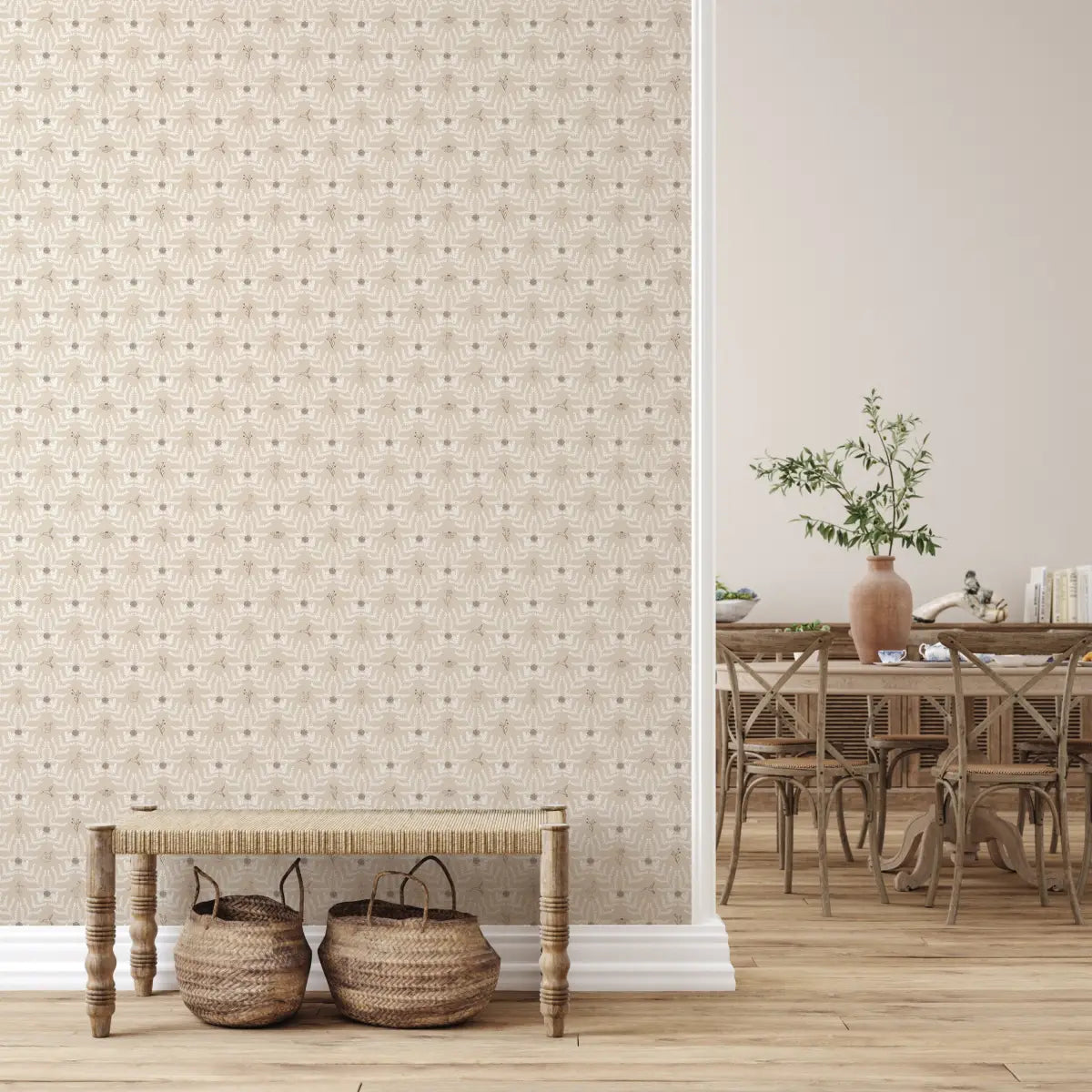 Navie Wallpaper - Birds and Blooms - by Hannah Langford Design - Loomwell Home Goods