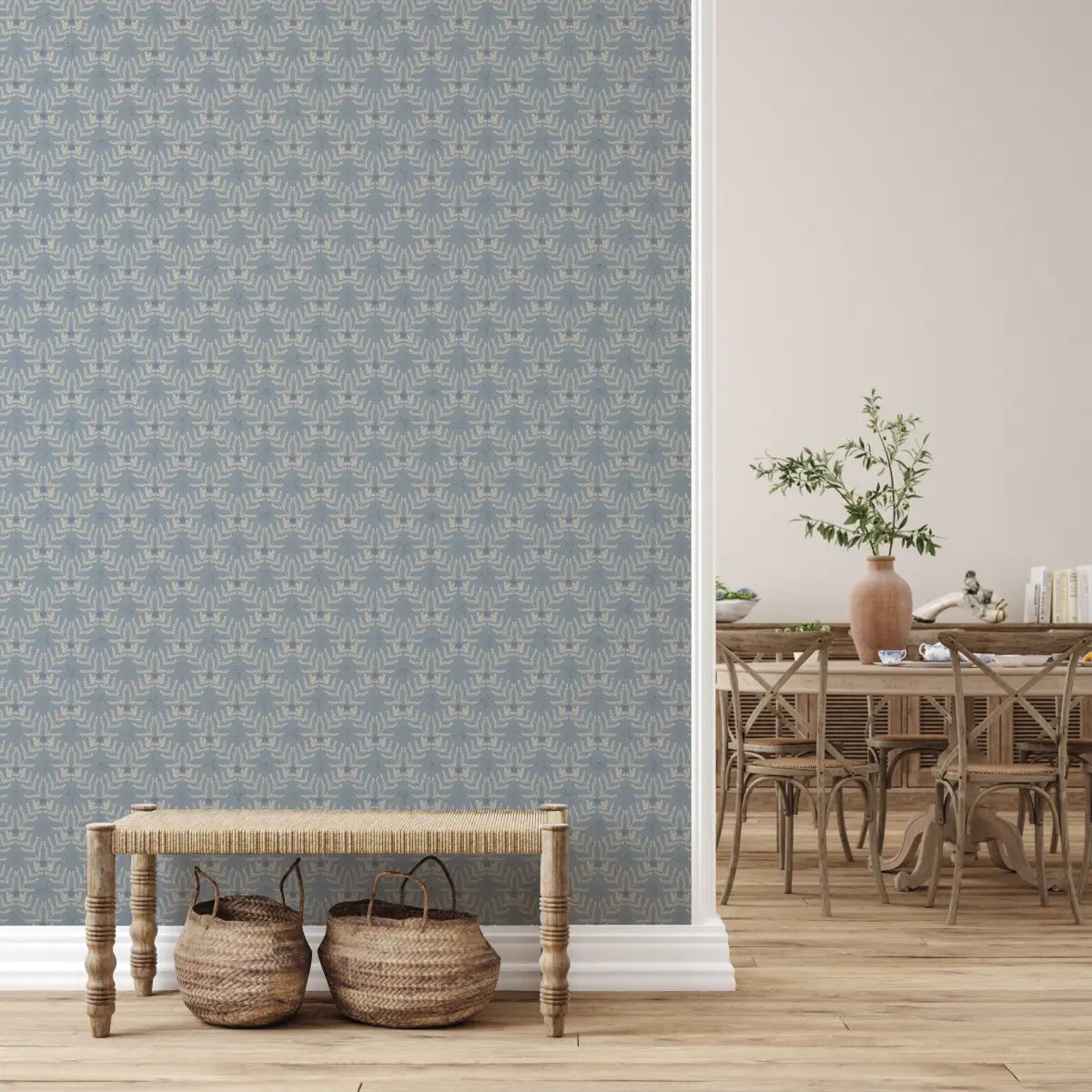 Navie Wallpaper - Birds and Blooms - by Hannah Langford Design - Loomwell Home Goods