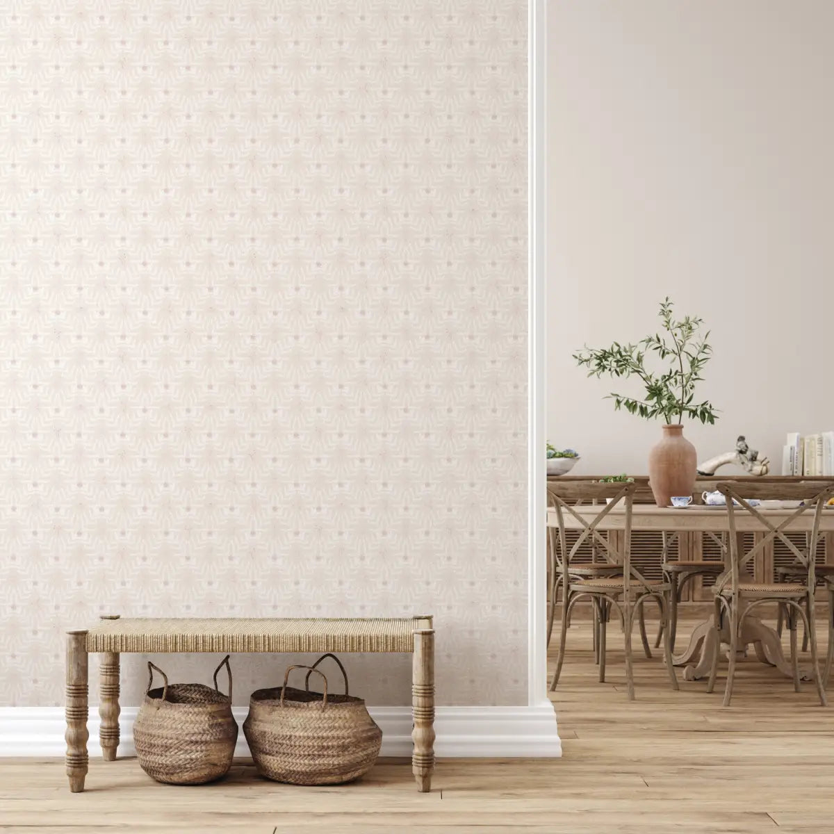 Navie Wallpaper - Birds and Blooms - by Hannah Langford Design - Loomwell Home Goods