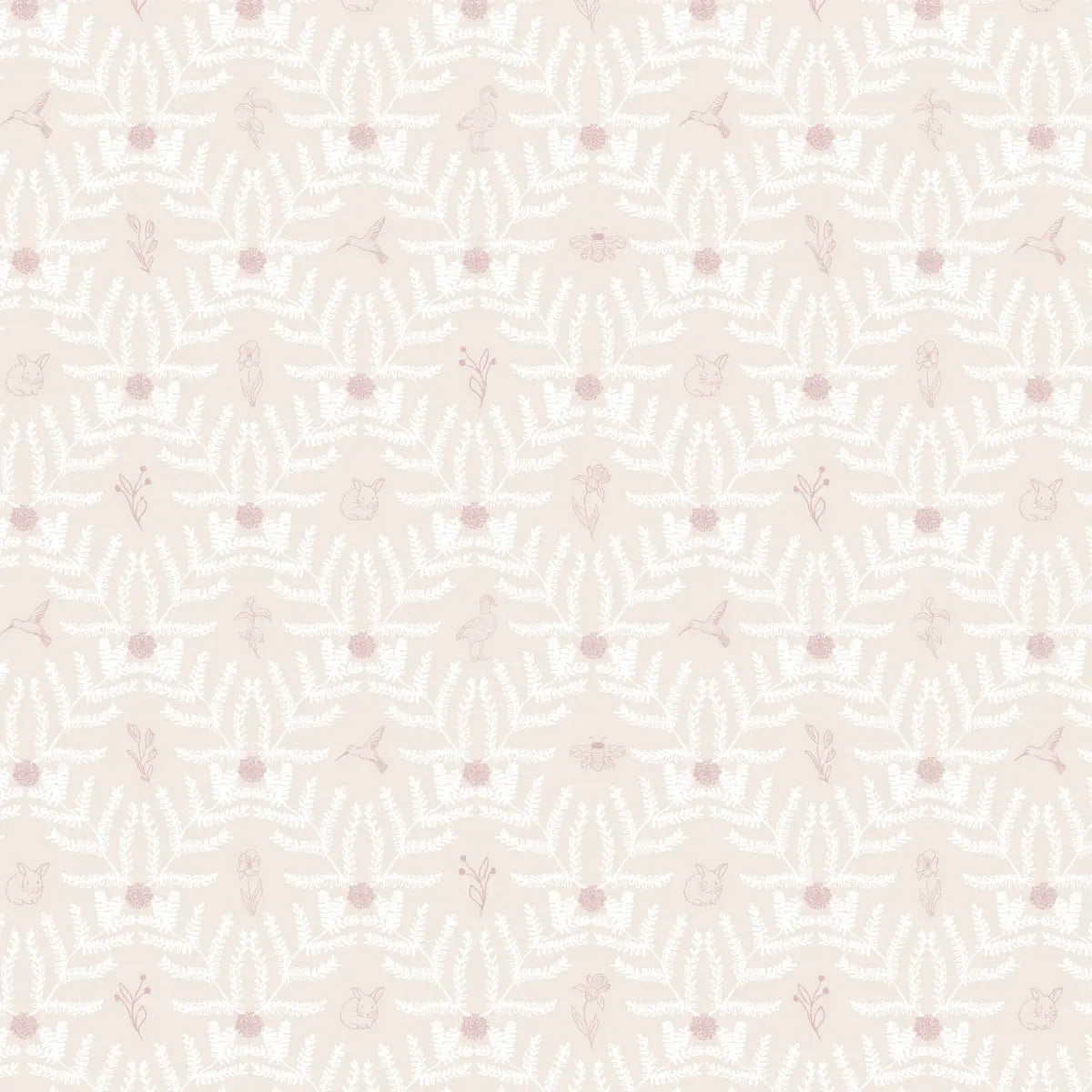 Navie Wallpaper - Birds and Blooms - by Hannah Langford Design - Sample 1 foot by 1 foot / Cream and Blush - Loomwell