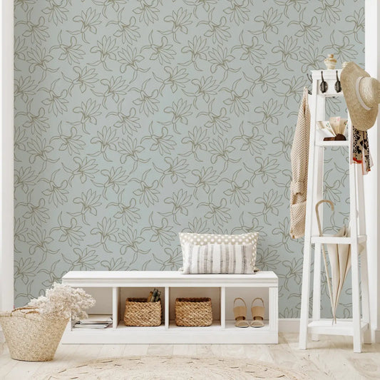 Naya Wallpaper - Flower Line Drawing - by The Rosenborg Company - Loomwell Home Goods