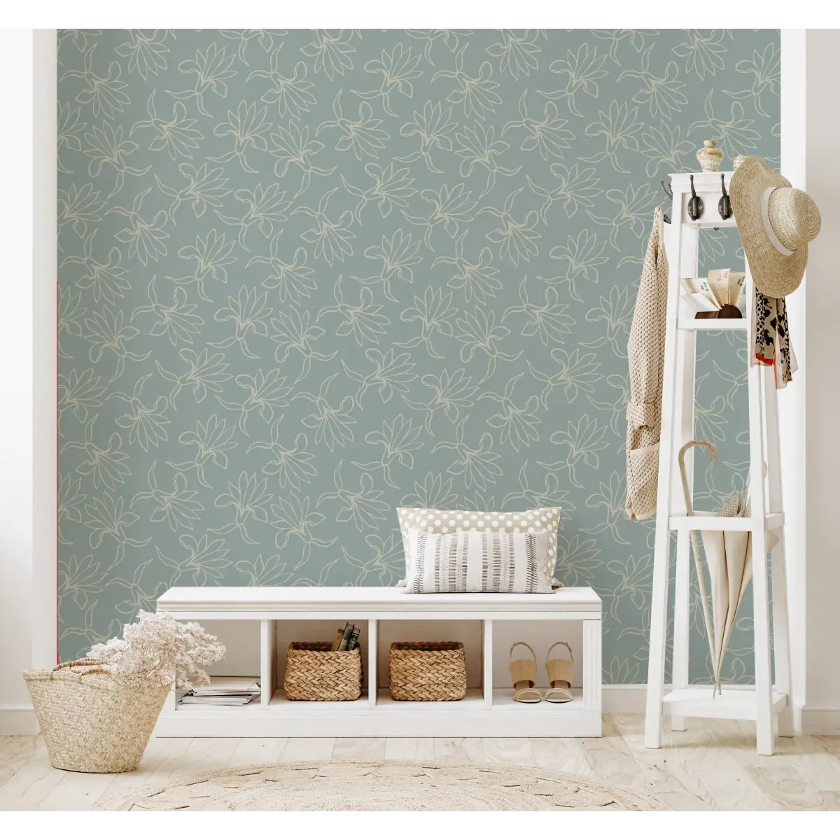 Naya Wallpaper - Flower Line Drawing - by The Rosenborg Company - Loomwell Home Goods