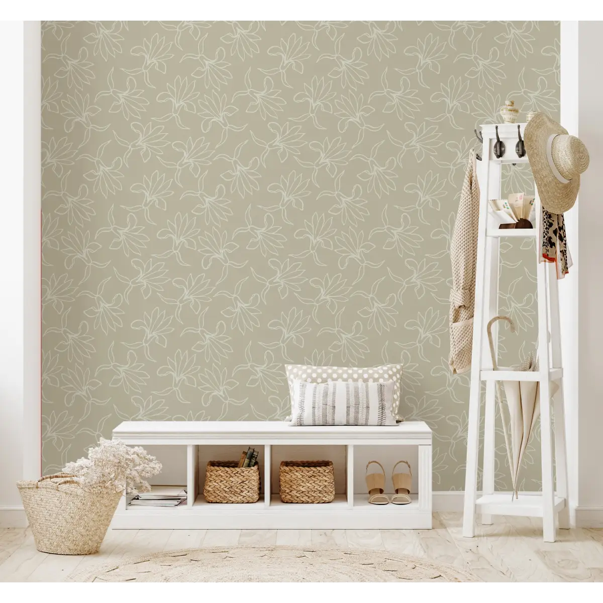 Naya Wallpaper - Flower Line Drawing - by The Rosenborg Company - Loomwell Home Goods