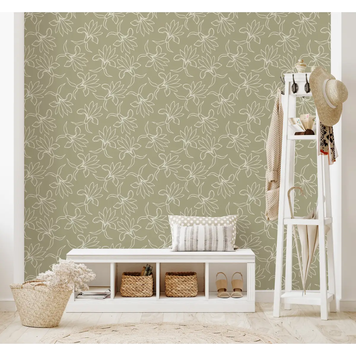 Naya Wallpaper - Flower Line Drawing - by The Rosenborg Company - Loomwell Home Goods