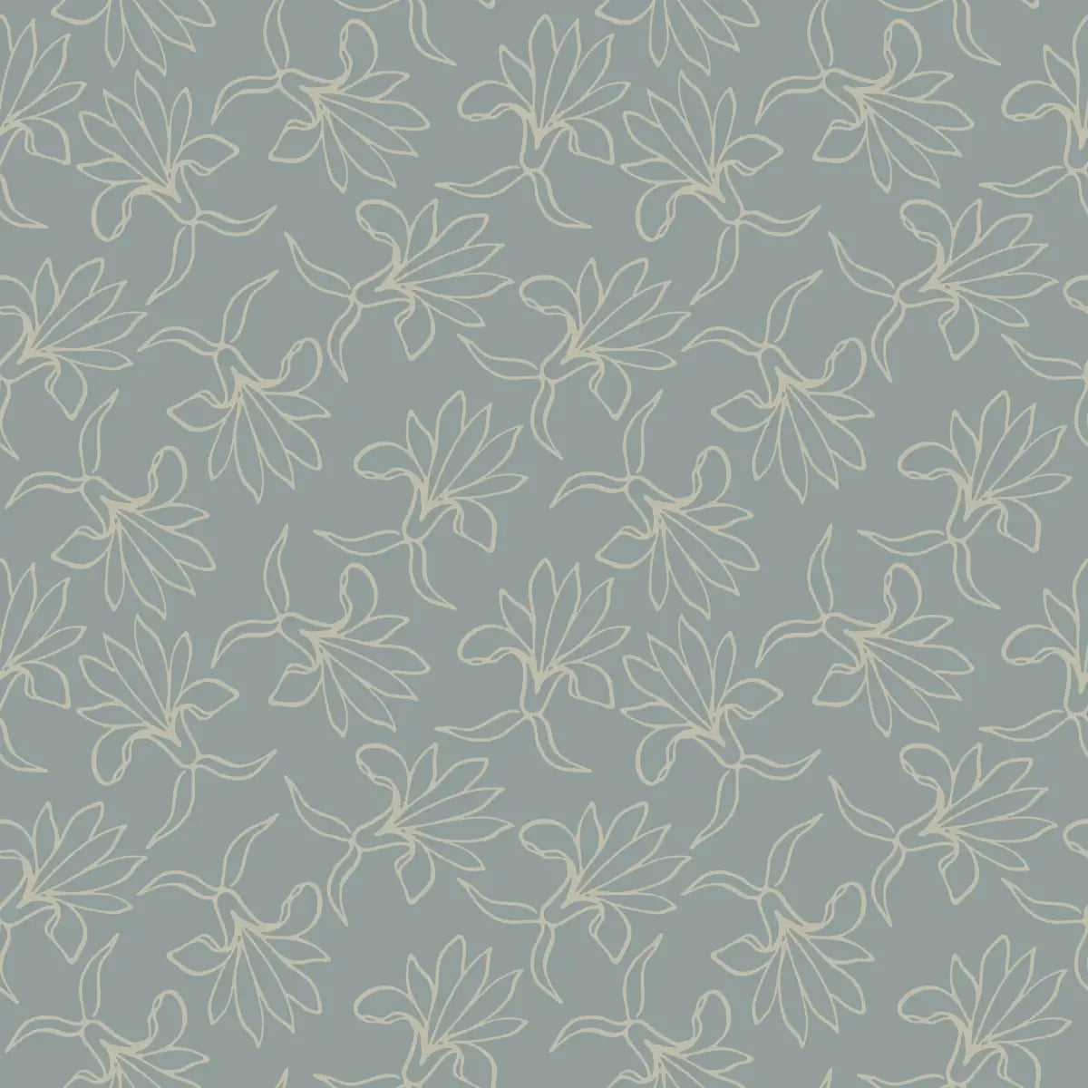 Naya Wallpaper - Flower Line Drawing - by The Rosenborg Company - Sample 1 foot by 1 foot / Blue - Loomwell Home Goods