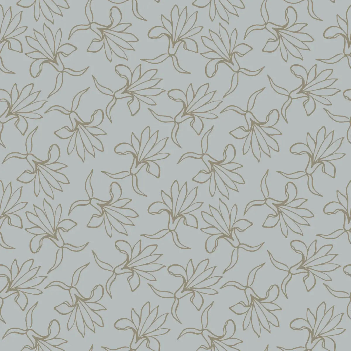Naya Wallpaper - Flower Line Drawing - by The Rosenborg Company - Sample 1 foot by 1 foot / Blue and Sage - Loomwell