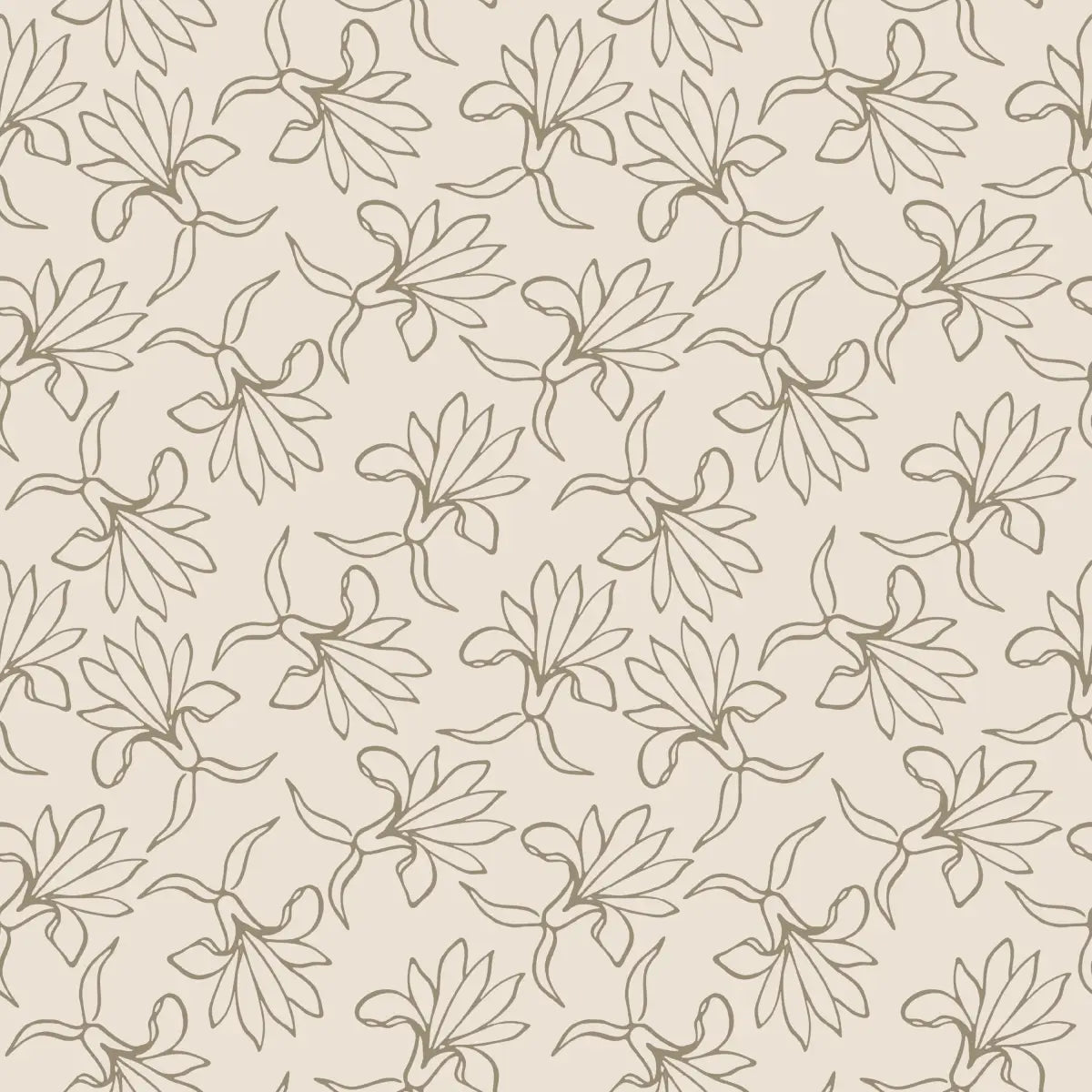 Naya Wallpaper - Flower Line Drawing - by The Rosenborg Company - Sample 1 foot by 1 foot / Cream and Sage - Loomwell