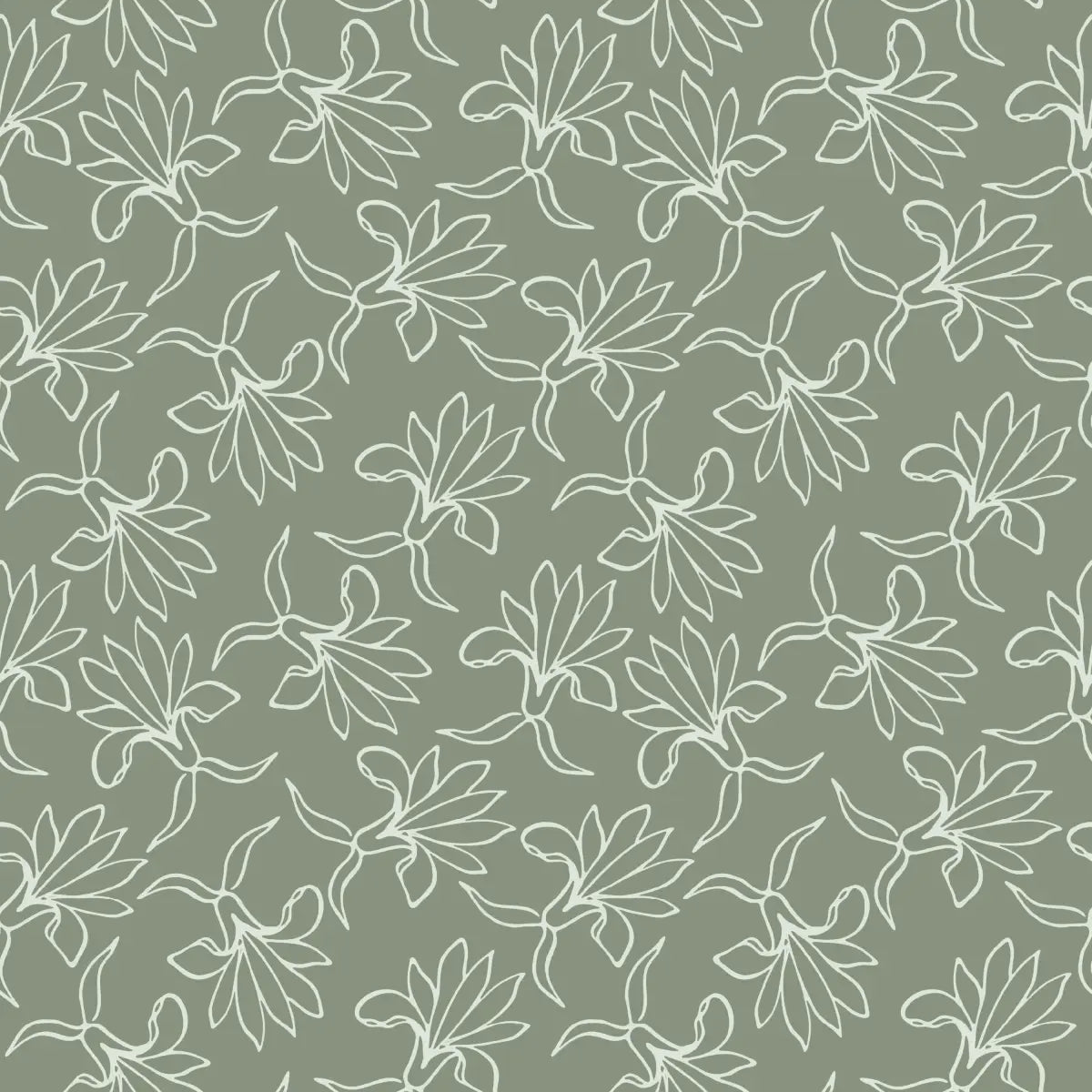 Naya Wallpaper - Flower Line Drawing - by The Rosenborg Company - Sample 1 foot by 1 foot / Green - Loomwell Home Goods