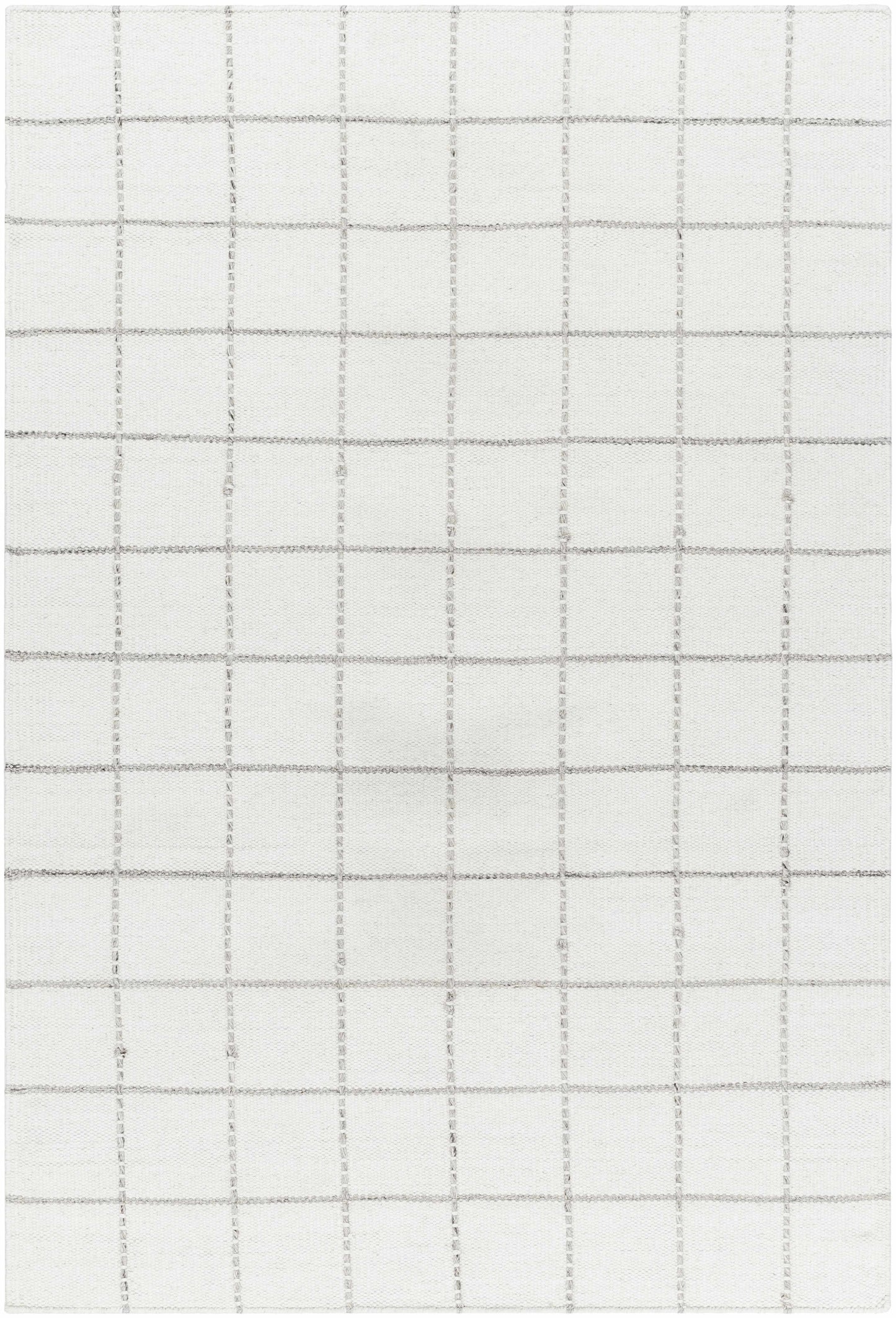 White Gray Checkered Wool Rug - 5’ x 7’6’’ Rectangle - Boutique Rugs
