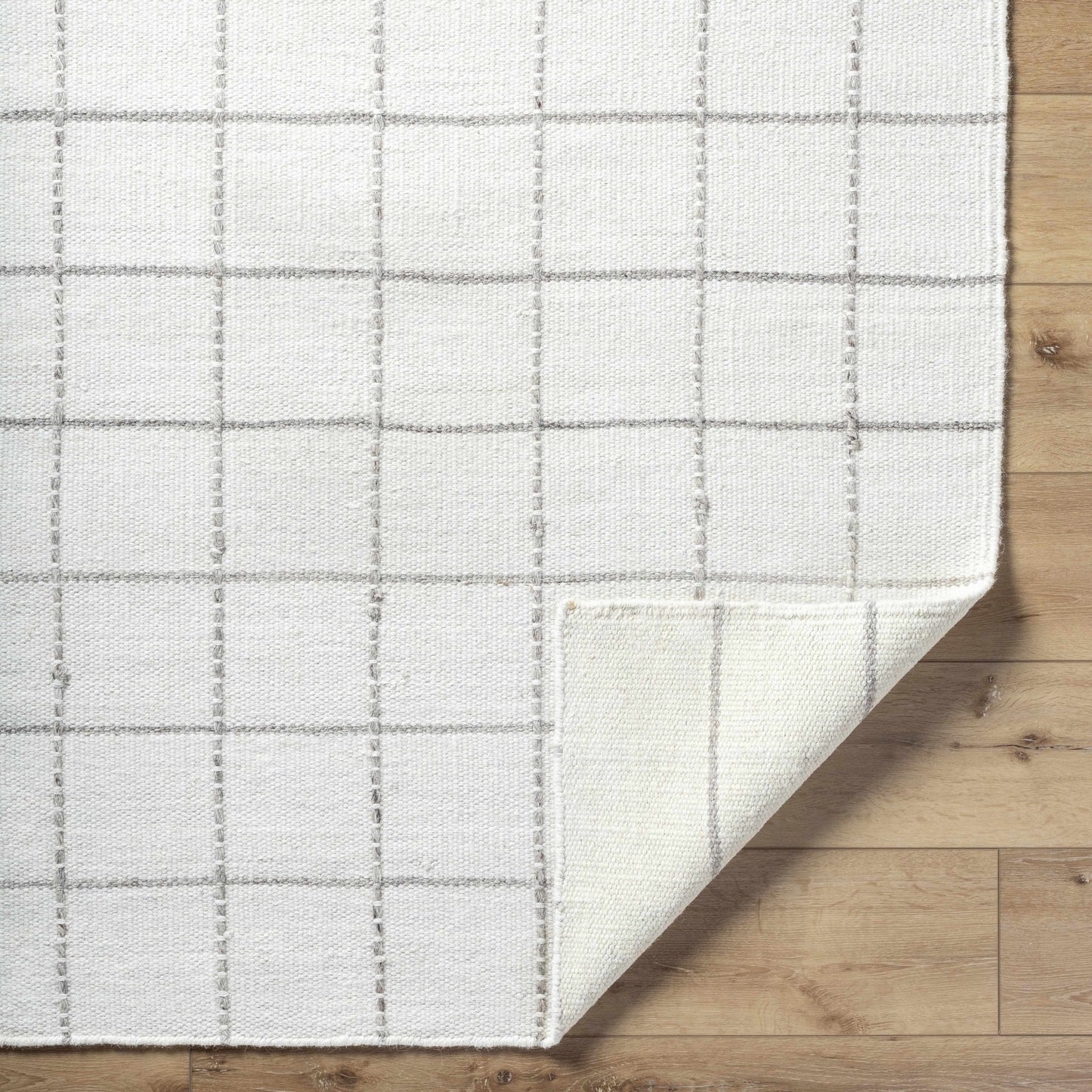 White Gray Checkered Wool Rug - Boutique Rugs