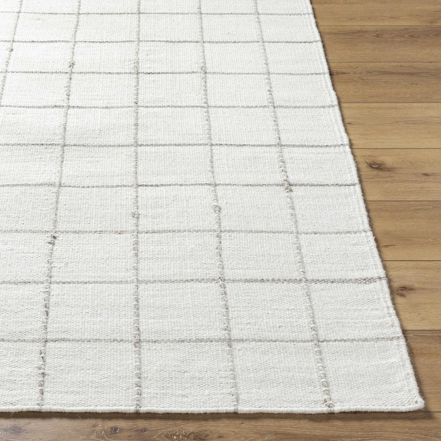 White Gray Checkered Wool Rug - Boutique Rugs