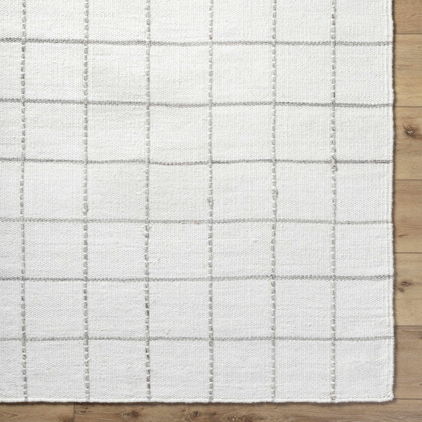 White Gray Checkered Wool Rug - Boutique Rugs