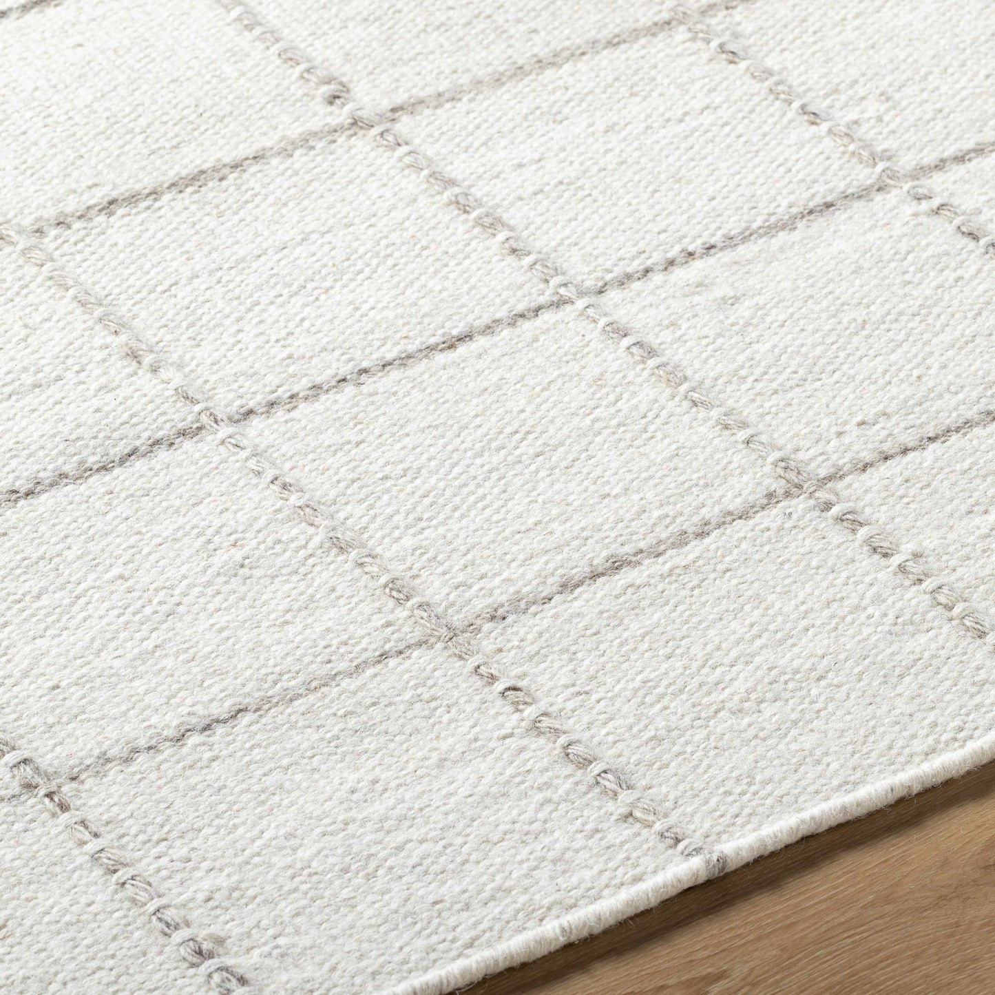 White Gray Checkered Wool Rug - Boutique Rugs