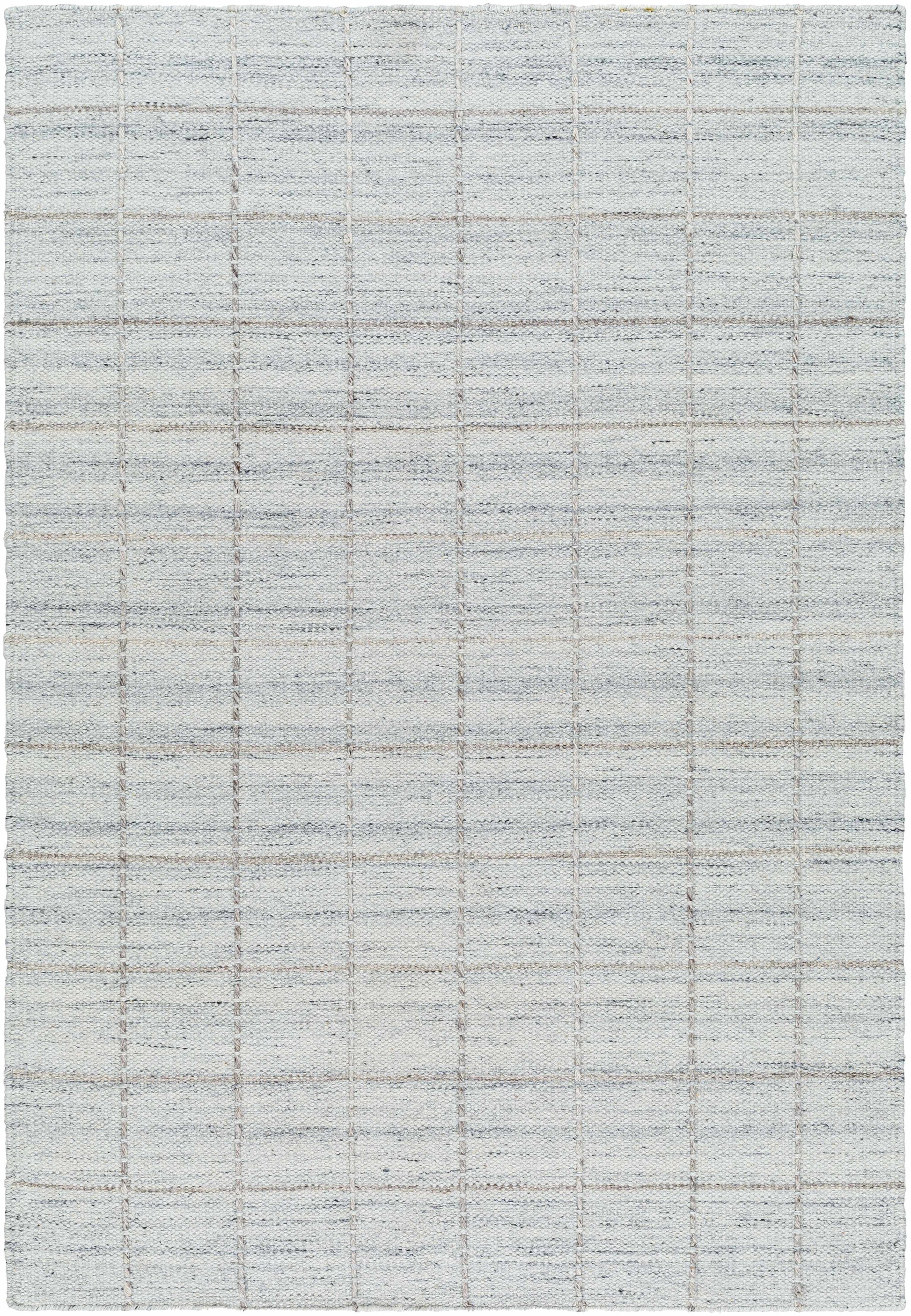 Light Gray Checkered Wool Rug - 5’ x 7’6’’ Rectangle - Boutique Rugs