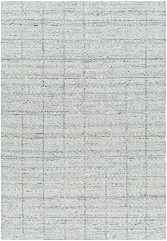 Light Gray Checkered Wool Rug - 5’ x 7’6’’ Rectangle - Boutique Rugs