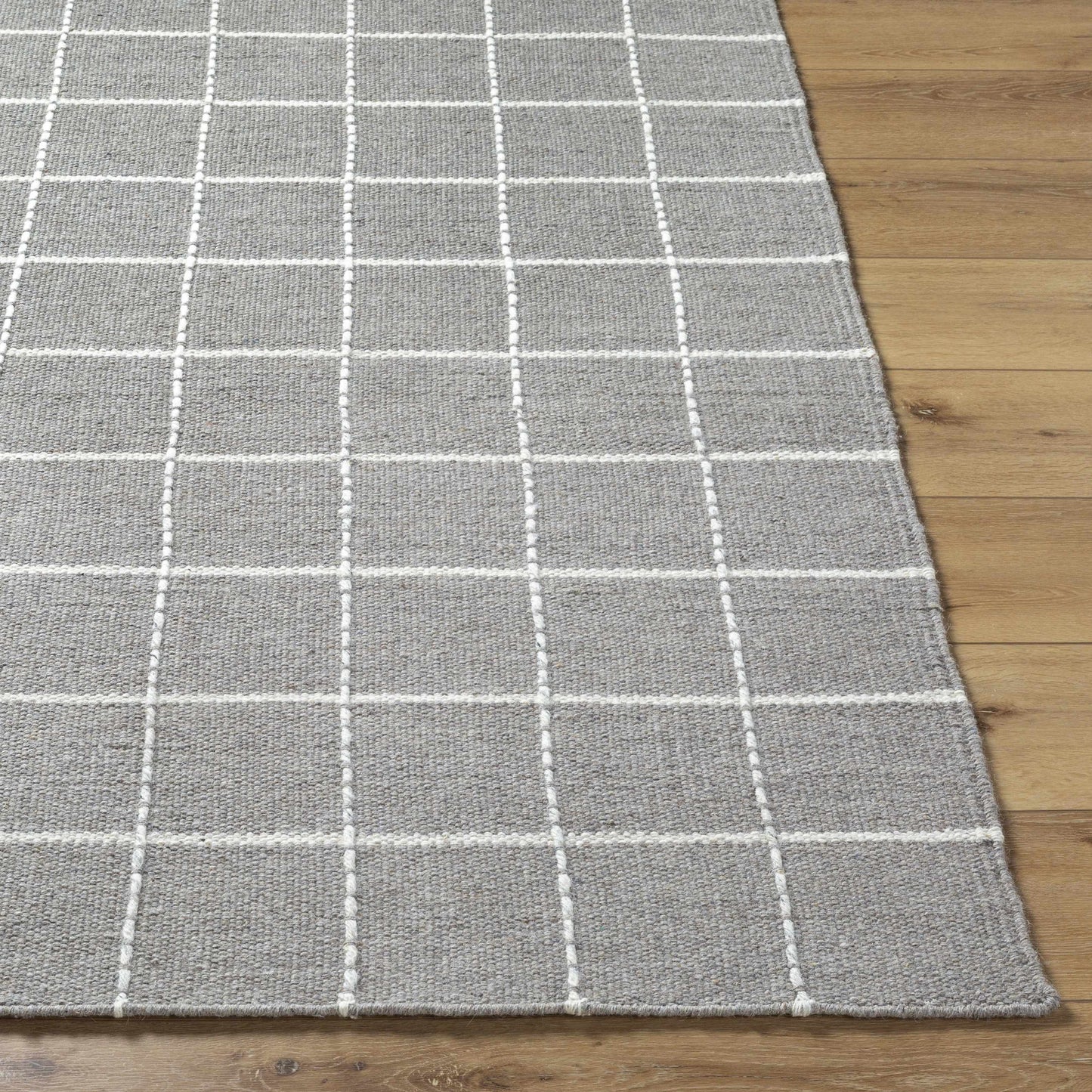 Gray Checkered Flat Woven Wool Rug - Boutique Rugs