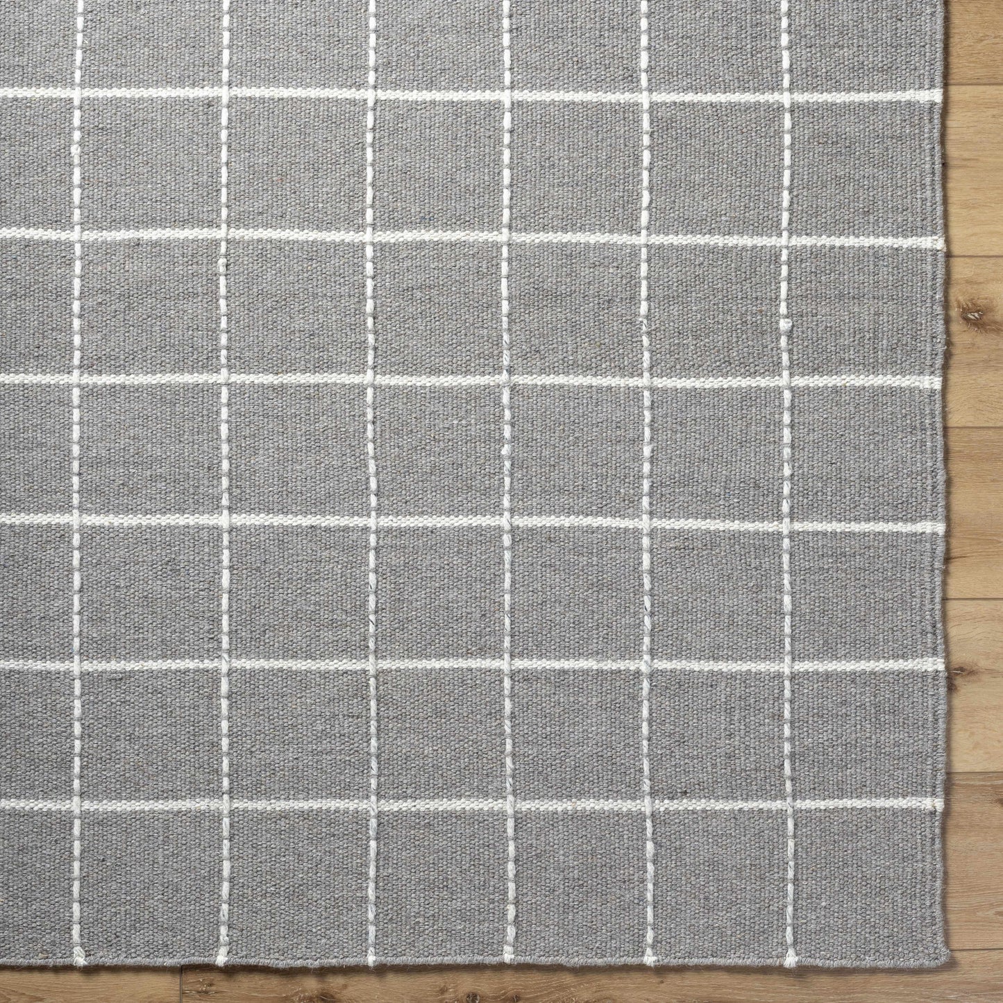 Gray Checkered Flat Woven Wool Rug - Boutique Rugs