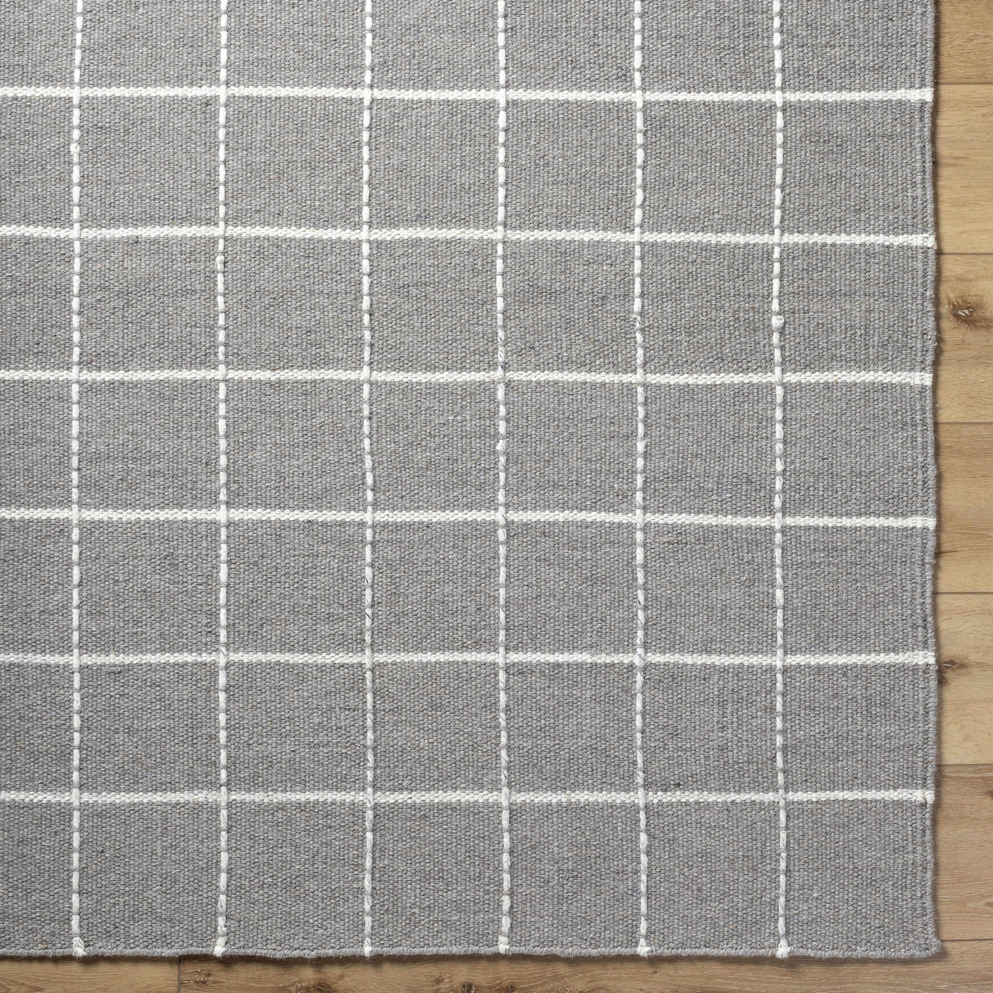 Gray Checkered Flat Woven Wool Rug - Boutique Rugs