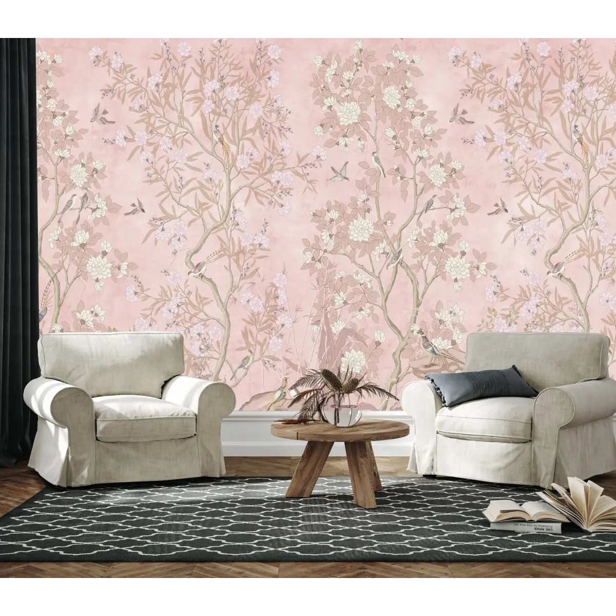 Neely Wallpaper - Pastel Toile Trees - Loomwell Home Goods