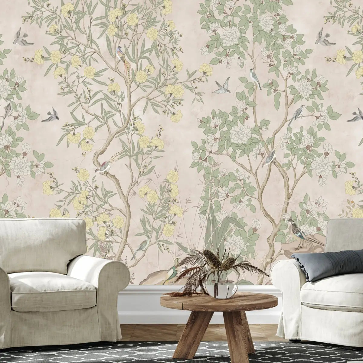 Neely Wallpaper - Pastel Toile Trees - Loomwell Home Goods