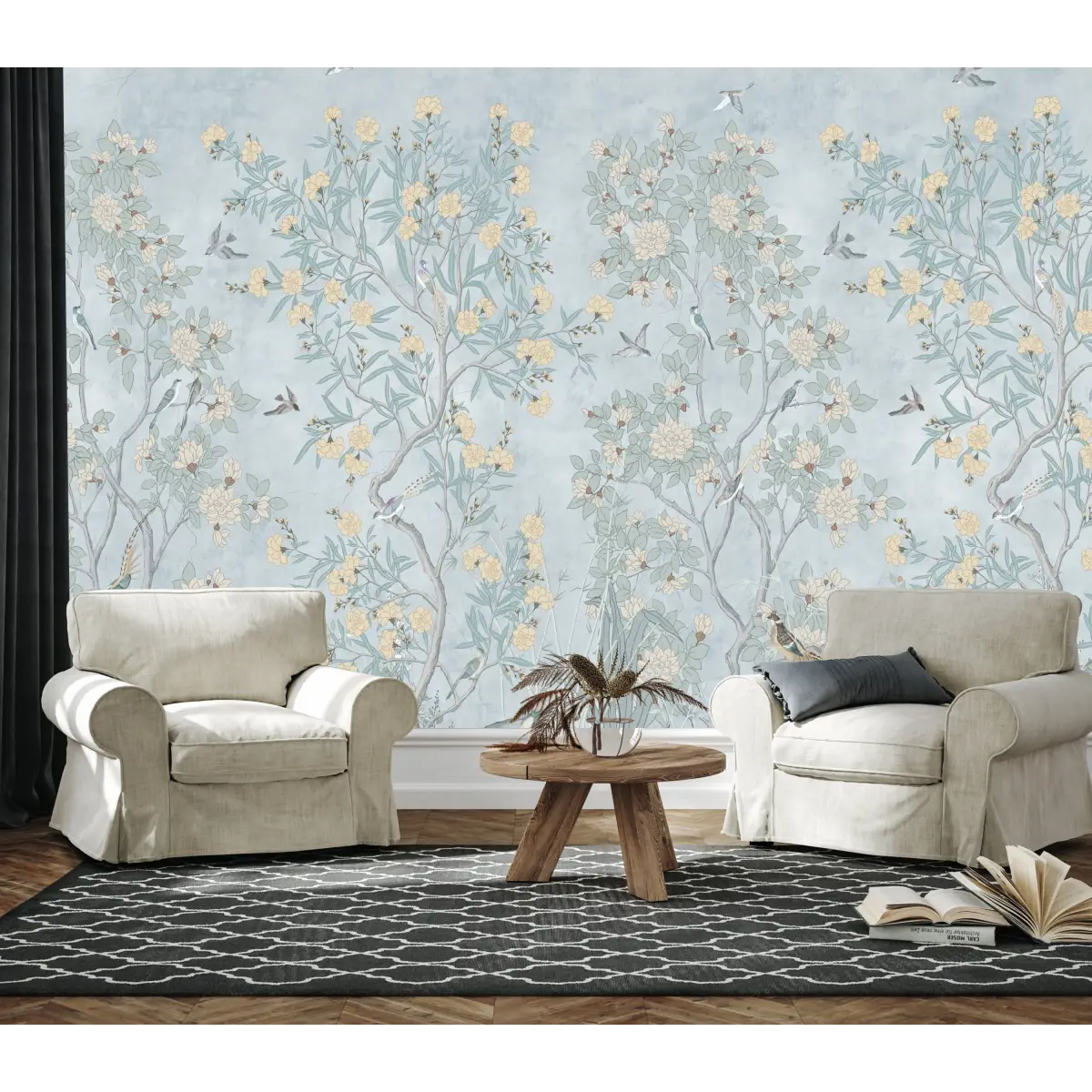 Neely Wallpaper - Pastel Toile Trees - Loomwell Home Goods