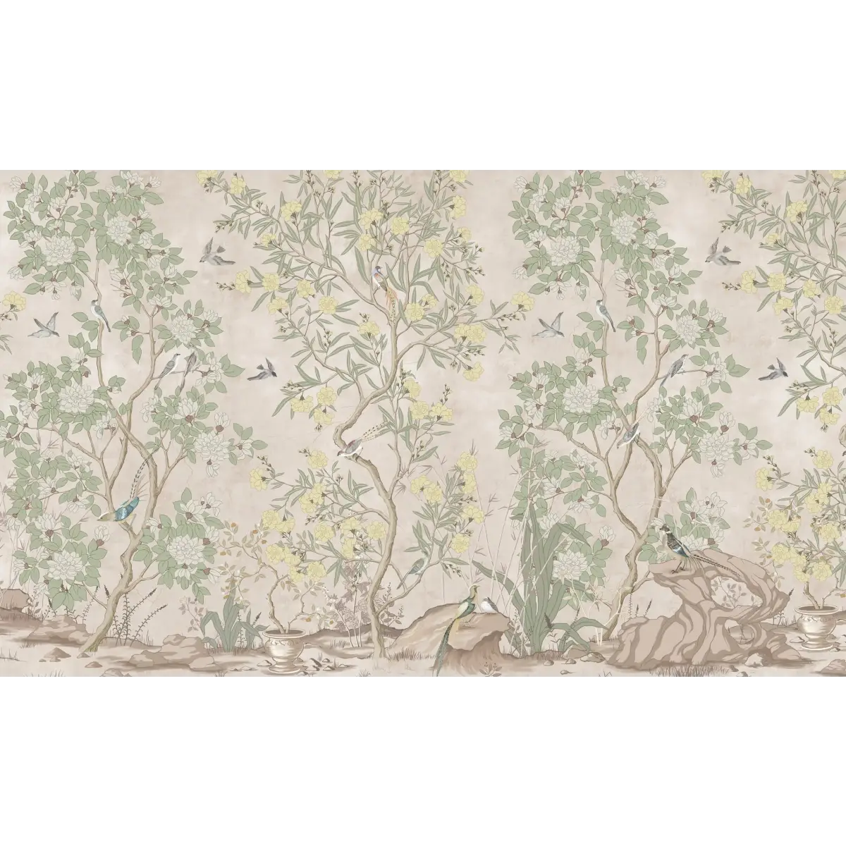 Neely Wallpaper - Pastel Toile Trees - Sample 1 foot by 1 foot / Cream - Loomwell Home Goods