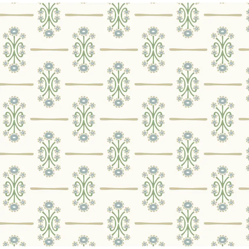 Nellie Wallpaper - Horizontal Block Print - by Heights Design Studio - Sample 1 foot by 1 foot / Blue - Loomwell Home