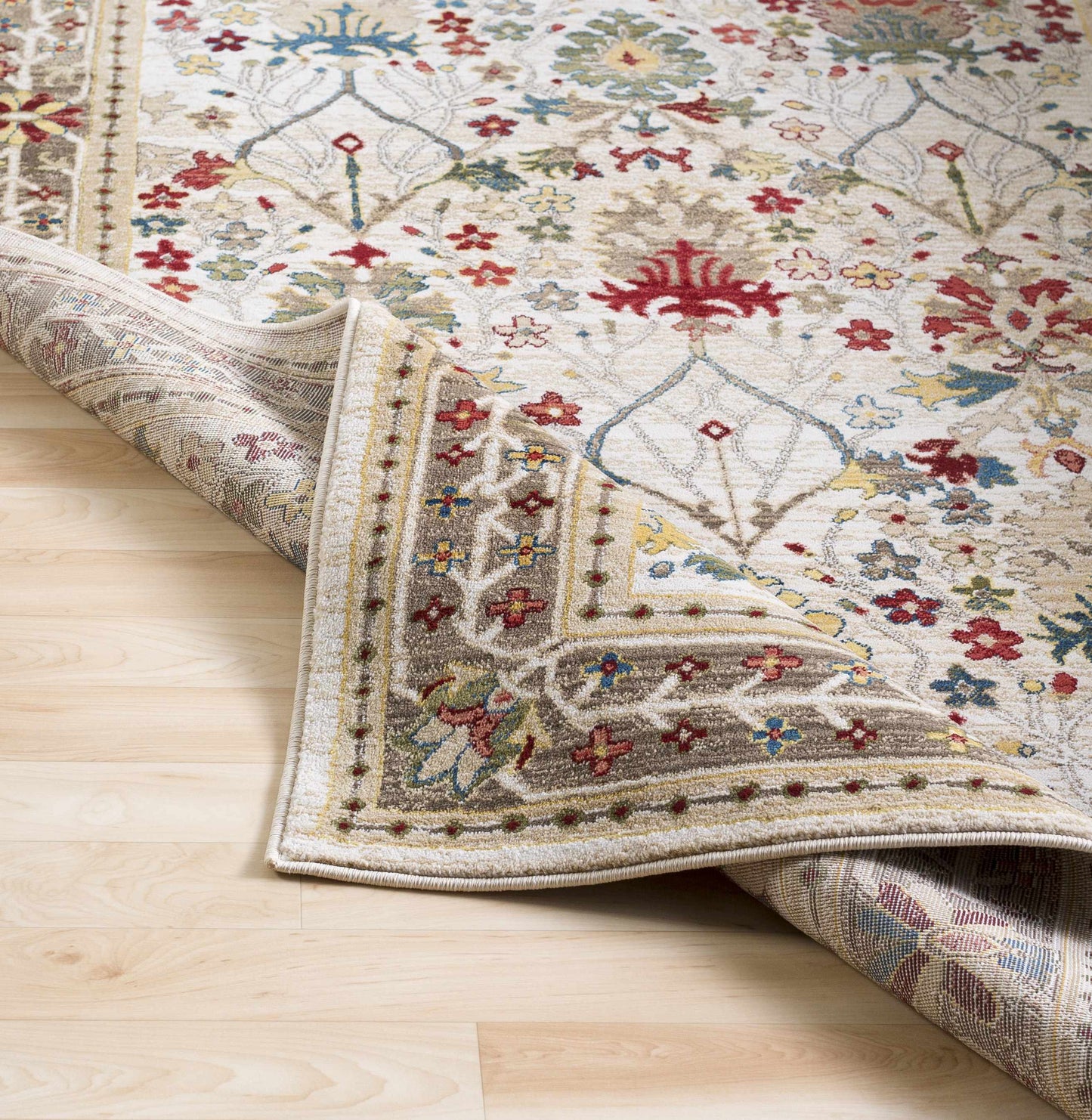 Neola White/Brown Damask Area Rug