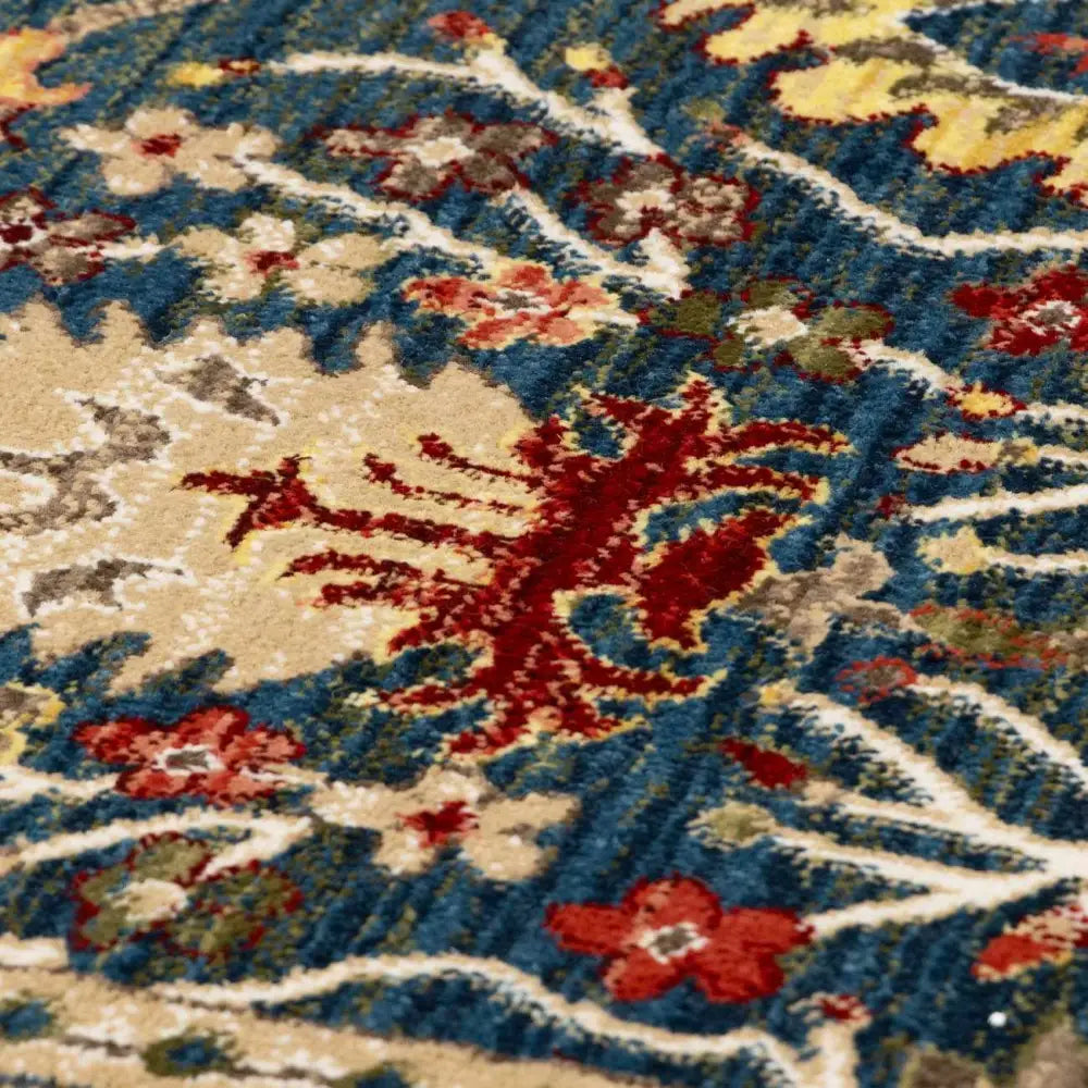 Neola Navy Blue Damask Area Rug - 2’ x 2’11’’ Rectangle - Boutique Rugs