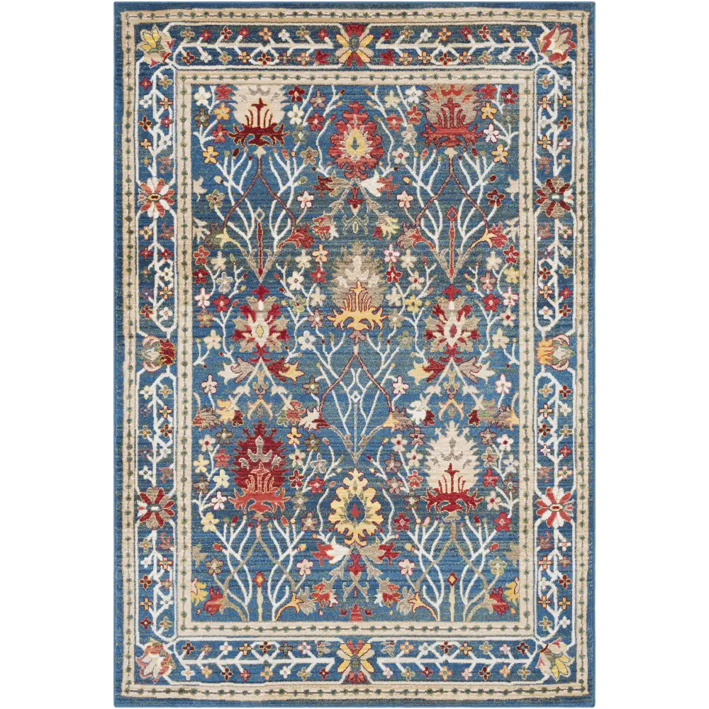 Neola Navy Blue Damask Area Rug - 5’1’’ x 7’5’’ Rectangle - Boutique Rugs