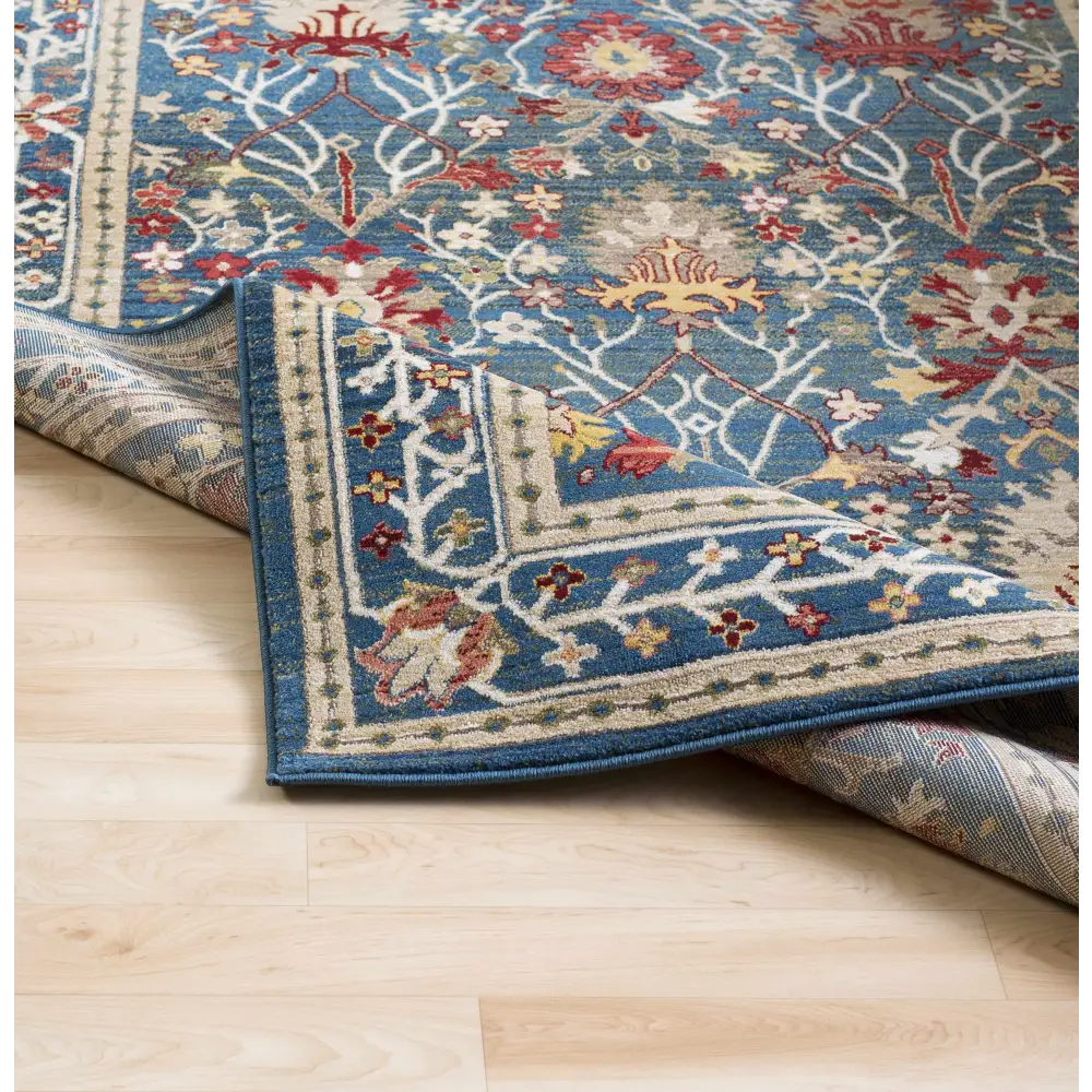 Neola Navy Blue Damask Area Rug - Boutique Rugs