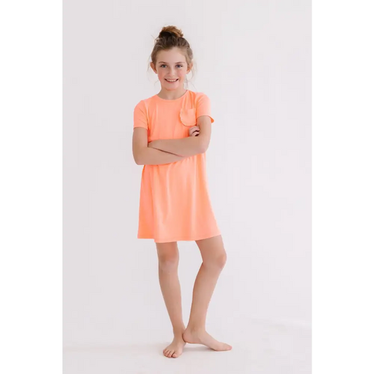 Neon Coral T-Shirt Dress - Mila & Rose ®
