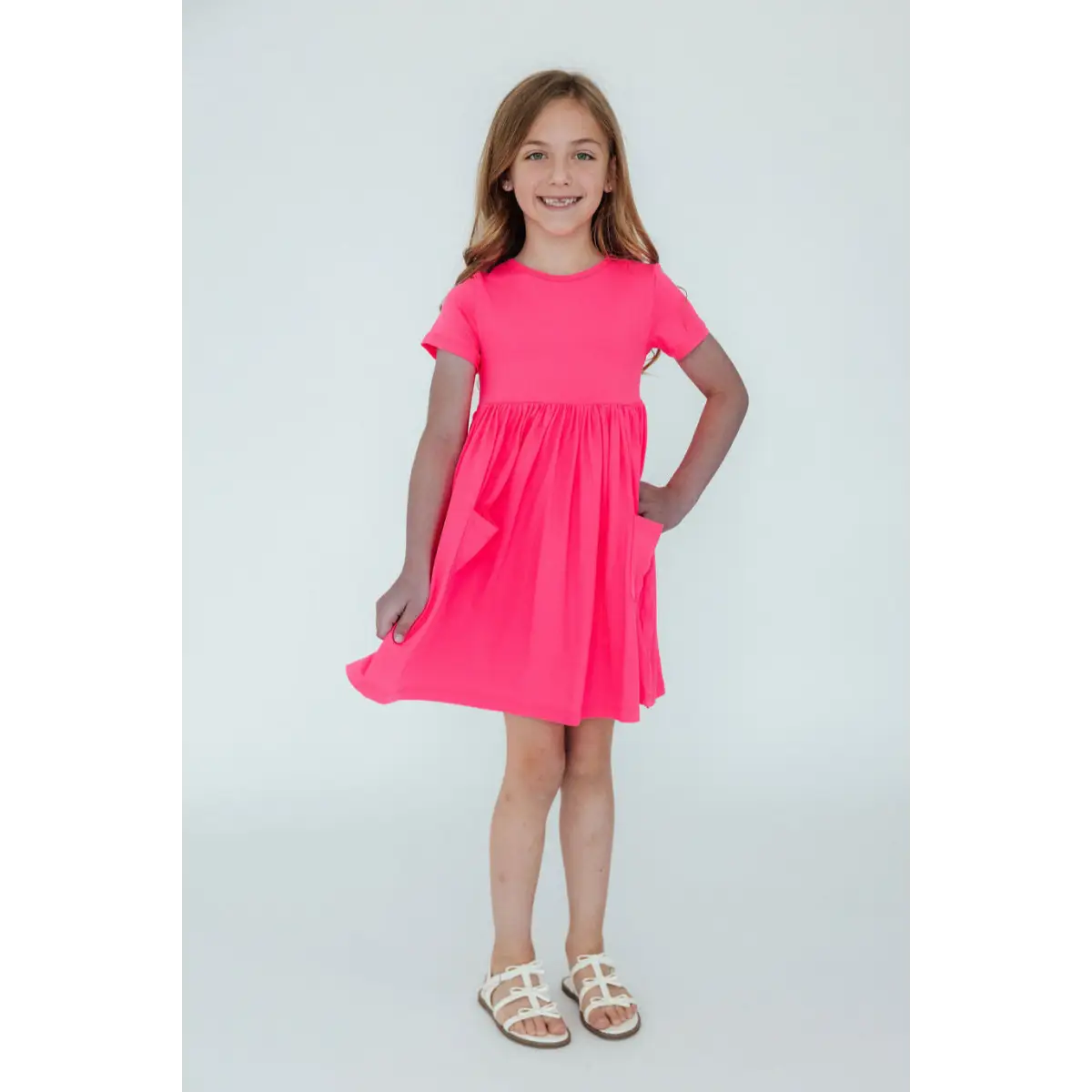 Pocket Twirl Dress - Neon Pink - Mila & Rose ®