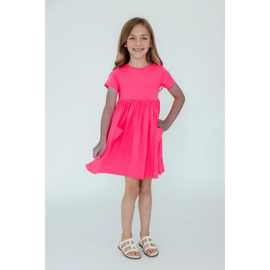 Pocket Twirl Dress - Neon Pink - Mila & Rose ®