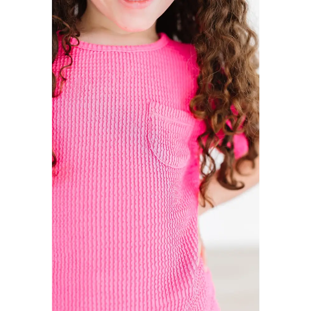 Neon Pink Scrunchy Pocket Tee - Mila & Rose ®