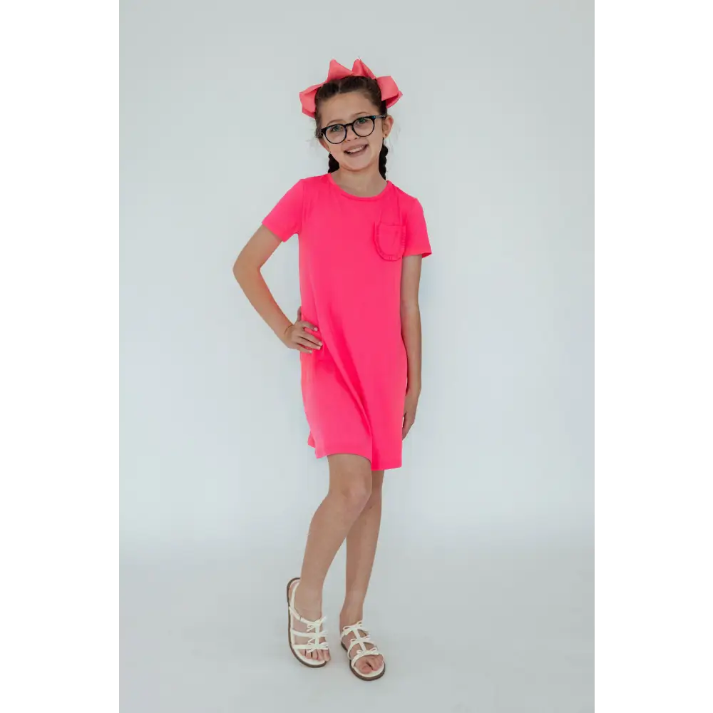 Neon Pink T-Shirt Dress - Mila & Rose ®