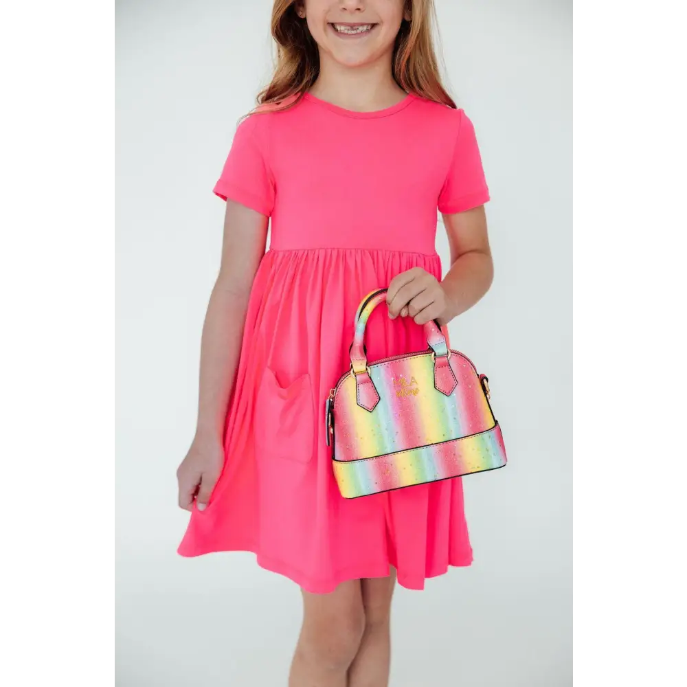 Neon Rainbow Glitter Girl’s Crossbody Purse - Mila & Rose ®