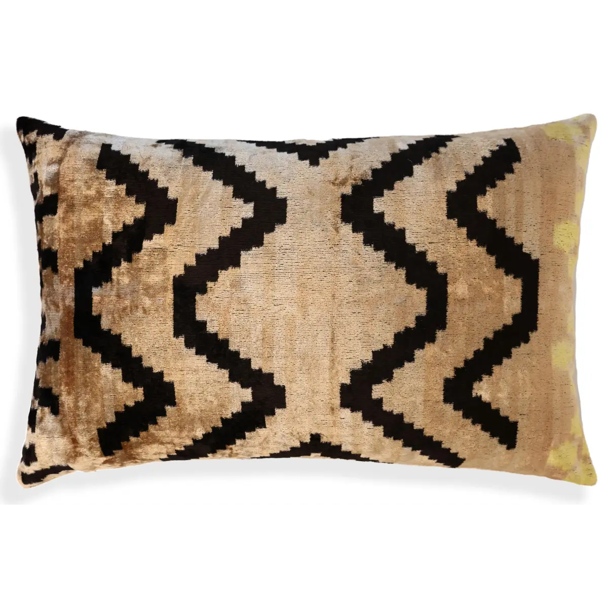 Neutral Black Chevron Silk Velvet Pillow 16x24 Handmade Luxury Cushion - Canvello