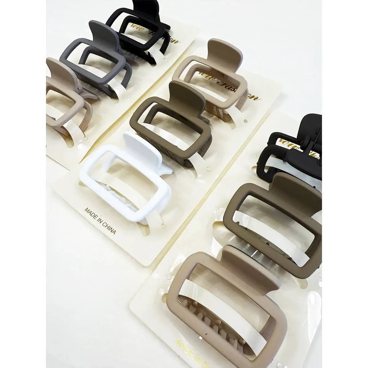 Neutral Medium Rectangle Hair Claw Clip - Set of 3 - Love and Repeat