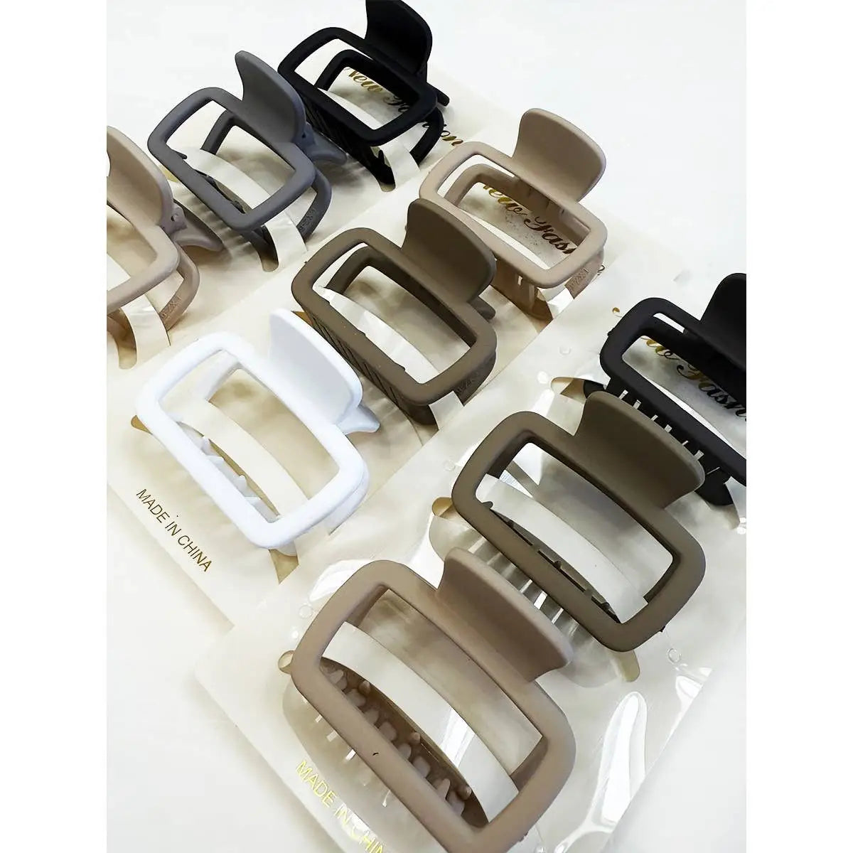 Neutral Medium Rectangle Hair Claw Clip - Set of 3 - Love and Repeat