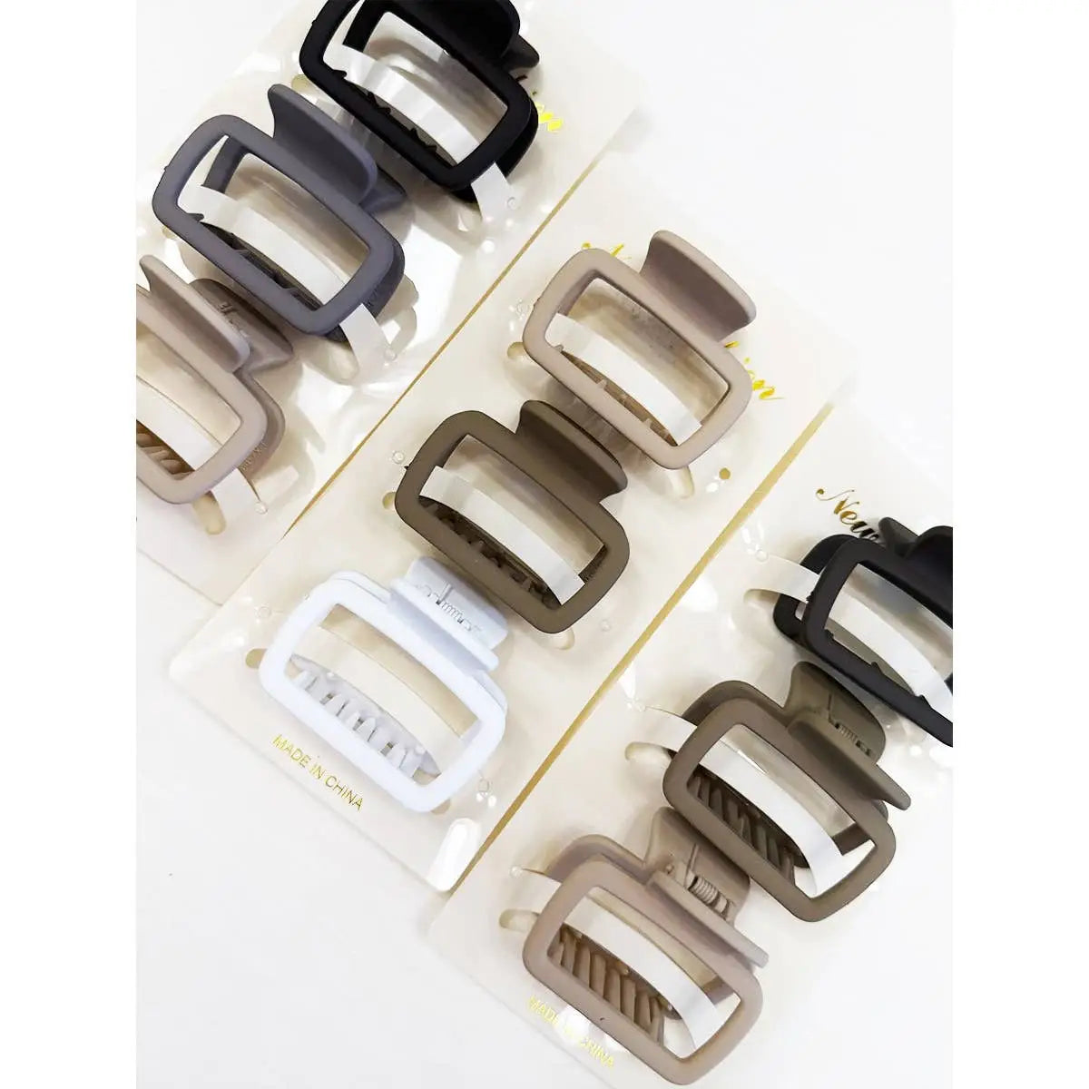 Neutral Medium Rectangle Hair Claw Clip - Set of 3 - Love and Repeat