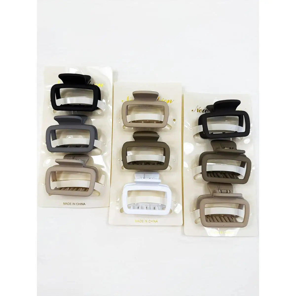 Neutral Medium Rectangle Hair Claw Clip - Set of 3 - Love and Repeat