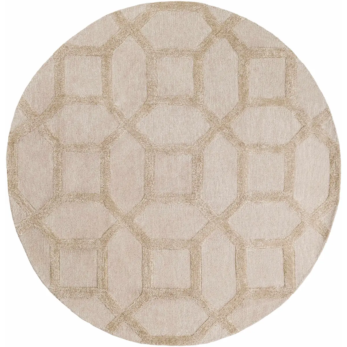 Neutral Trellis Area Rug - 6’ Round - Boutique Rugs
