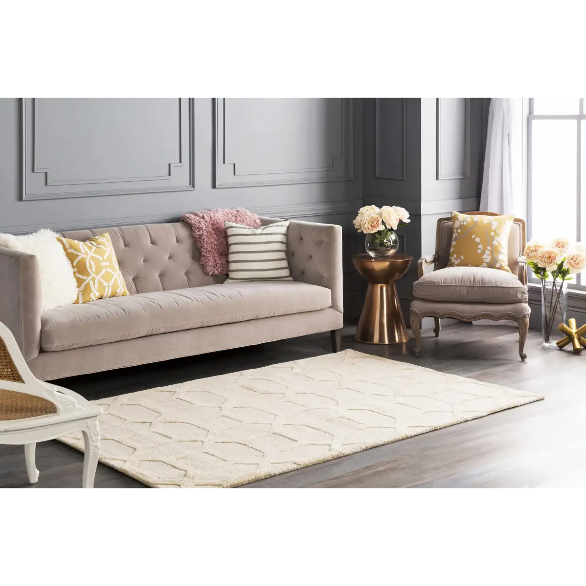 Neutral Trellis Area Rug - Boutique Rugs