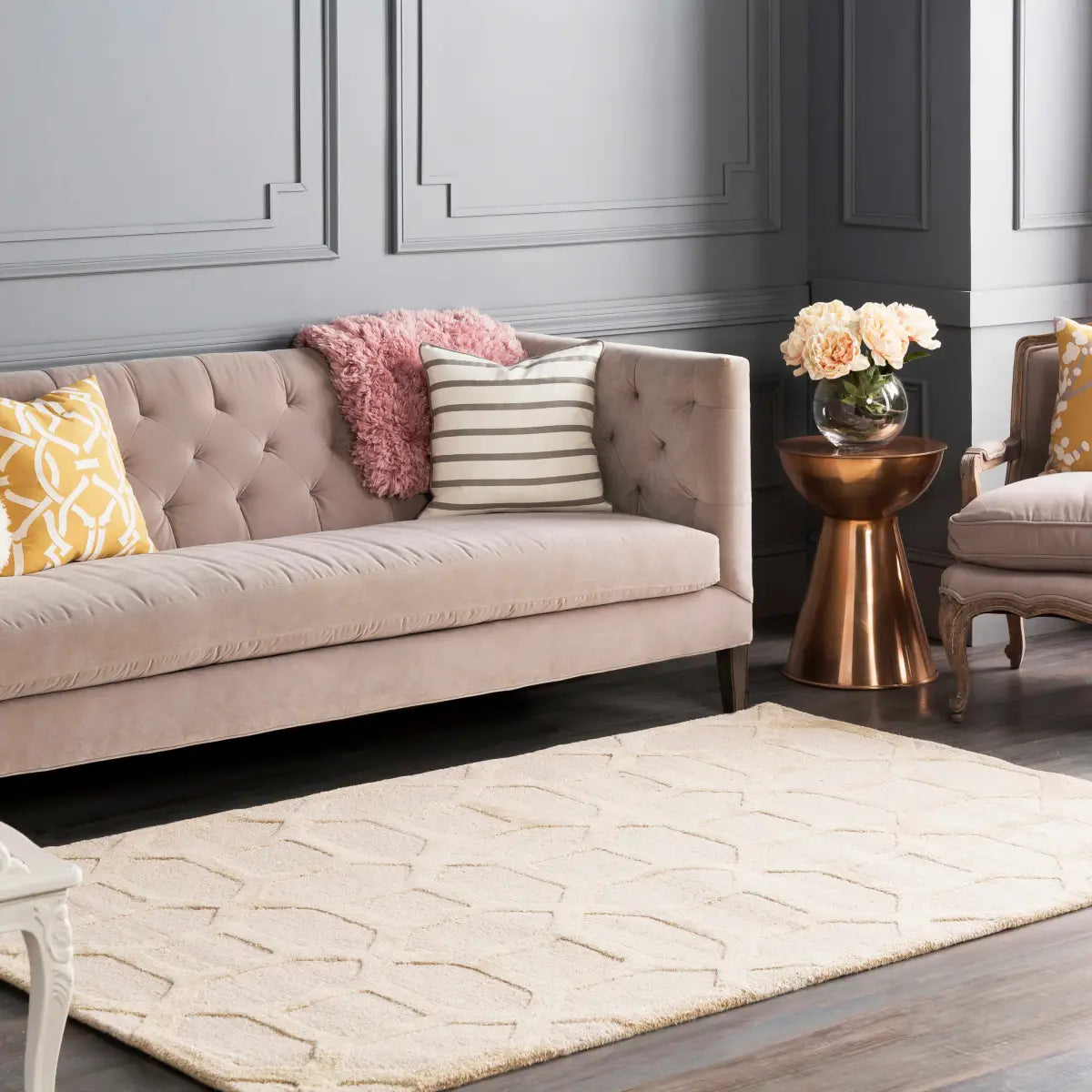 Neutral Trellis Area Rug - Boutique Rugs